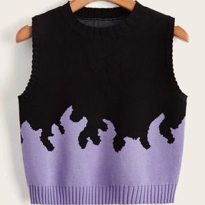 New purple flame sweater vest